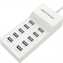 Cargador Usb Multi-puerto De 10 Puertos Carga Rápida Para Teléfonos Inteligentes, Tabletas, Computadoras Portátiles Y Más - Adaptador Universal Para Múltiples Dispositivos - Blanco - Ver 9