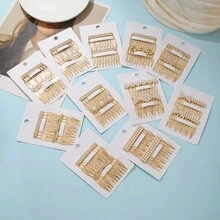 2 件裝韓國 Ins 風格水鑽和珍珠設計新娘髮梳髮飾