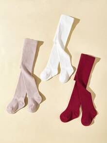 3入組嬰幼兒女童軟芯毛保暖襪褲,秋冬季節 - 彩色 - 查看 3