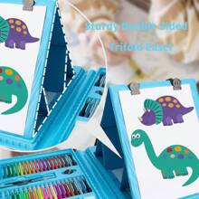 Kit de Dibujo, 208 Piezas Juego de Pintura, Set de Arte Profesional, Regalo Ideal para Niños, Material de Arte Escolar, Estudiantes, Principiantes, set de dibujo de primera calidad será un increíble regalo de vuelta al cole para niños y niñas y un gran regalo de cumpleaños o Navidad para todos los jóvenes artistas - Azul - Ver 5