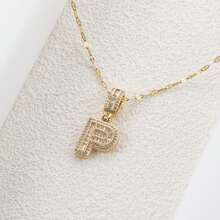 奢華 18k 金鍍銅全鋯石鑲嵌 26 字母吊墜項鍊男女,適合珠寶禮品