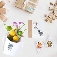 500張/捲可愛的卡通動物貼紙,富有美感的1英寸標籤貼紙捲有10種不同的設計,自粘式密封文具卡信封,兒童禮物青少年派對裝飾,獎勵鼓勵激勵 - 彩色 - 查看 4