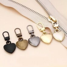 5 件可拆卸拉鍊頭,金屬心形拉鍊頭,免工具替換拉鍊頭,適用於行李箱、夾克、服裝、鞋子