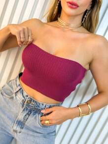 Women Knit Tops - 酒紅色 - 查看 1