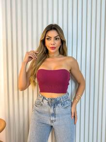 Women Knit Tops - 酒紅色 - 查看 4