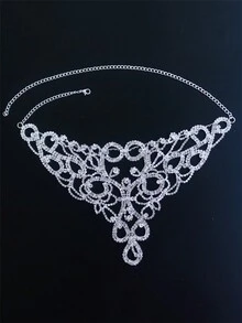 Fashionable Rhinestone Hollow Flower Shape Bra Chain - Multicolor - View 6