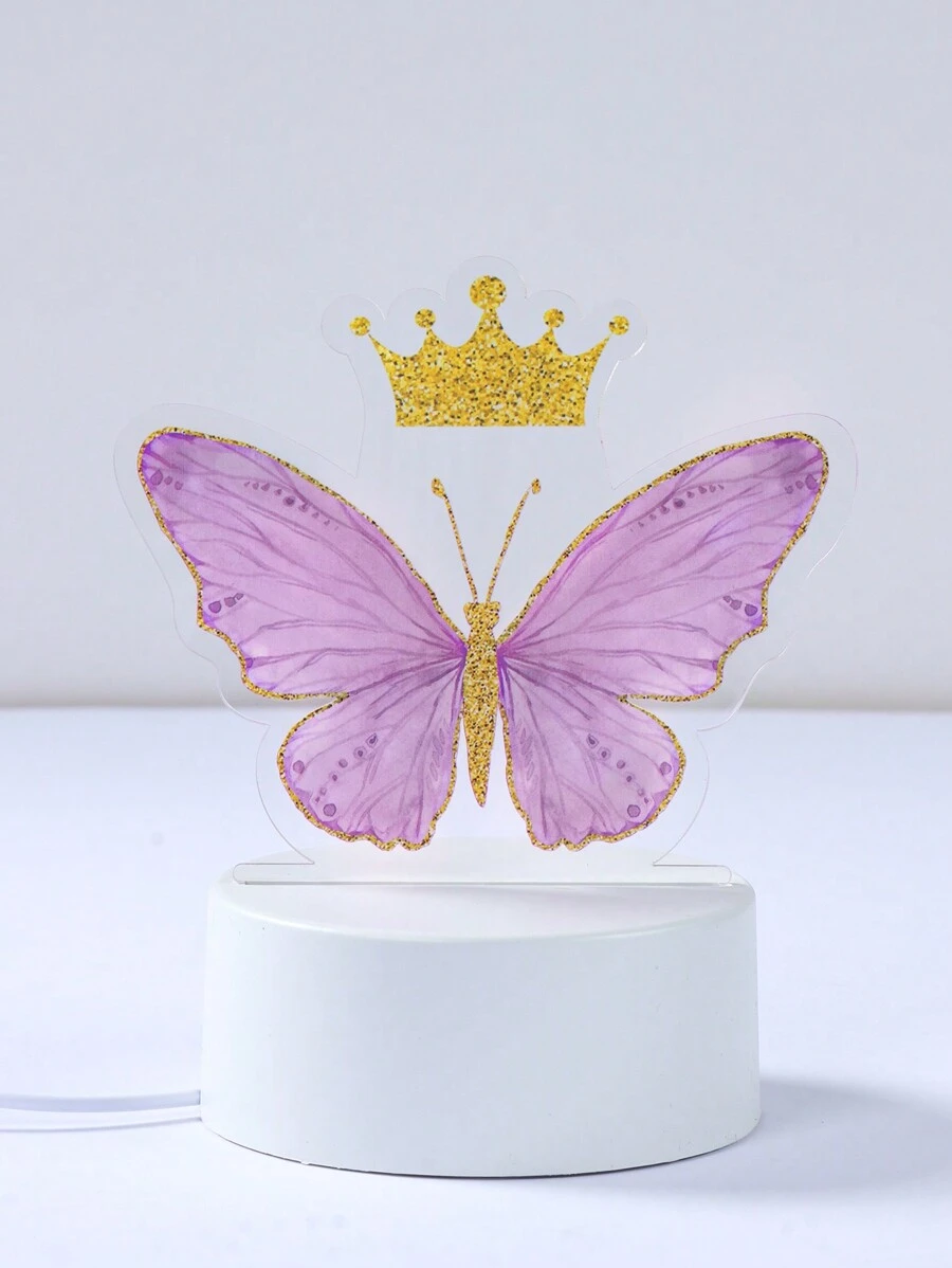 1個紫色蝴蝶usb Led氛圍裝飾燈板,派對、生日、臥室裝飾燈