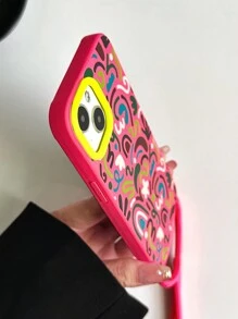 1 Ốp điện thoại vẽ đường nhiều màu sắc kèm 1 dây đeo & 2 lỗ, Ốp mềm TPU màu hồng tương thích với iPhone 15pro Max/11/12/13/14plus - Nhiều màu - Xem 8