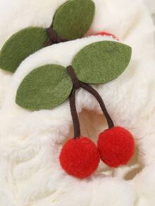 2pcs Cute Cherry Decor Plush Hair Scrunchie - Beige - View 3