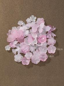 30克/包款式多樣時尚甜美粉色霧面和漸變蝴蝶、玫瑰、葉子亞克力珠,適用於diy手工珠寶製作 - 粉色 - 查看 3