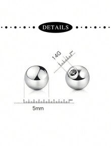 CIZME 10 cái/bộ Thép y tế Thay thế Những quả bóng Đối với Đồ trang sức Xuyên ( Bụng , Lưỡi , Núm vú , Công nghiệp ) 5mm - Bạc - Xem 5