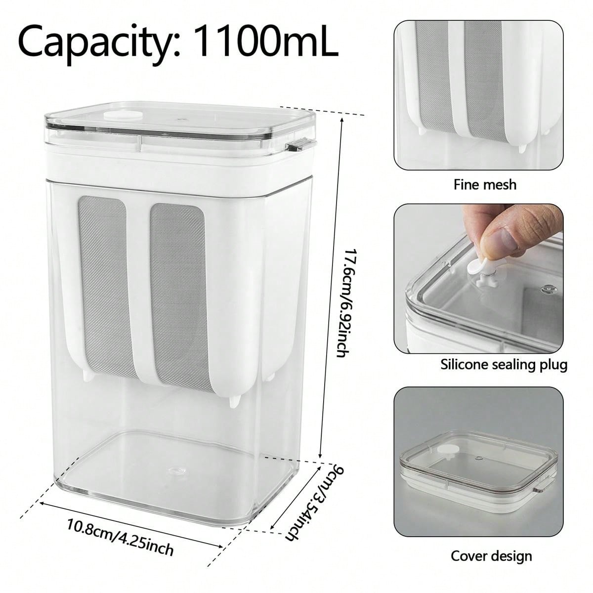 Greek Yogurt Strainer 1100ML Fine Mesh Yogurt Filter with Clear Lid