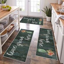 1pc Wooden Board & Flower Vase Printed Kitchen Mat, Made Of Polyester, Suitable For Kitchen, Bedroom Or Bedside - Multicolor - View 4