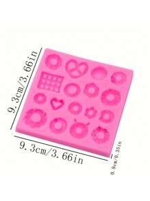 1 件迷你心型和甜甜圈形狀矽膠模具,適用於巧克力、慕斯、糖果裝飾
