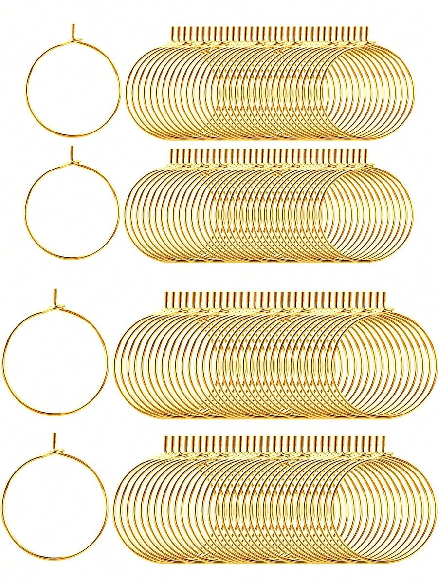 40pcs Hoa tai hình tròn Bộ , 2 Kích thước Không gây dị ứng Kết cườm Đai sắt , Mở Đai sắt , & Ly rượu Cho bữa tiệc , Hạt tròn Đai sắt Để làm đồ trang sức DIY - Vàng - Xem 1