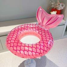 粉色美人魚游泳圈泳池漂浮