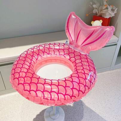 粉色美人魚游泳圈泳池漂浮