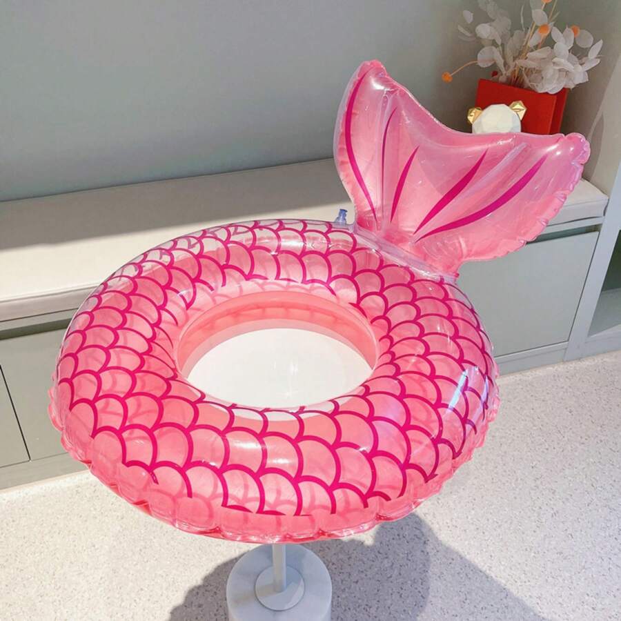 粉色美人魚游泳圈泳池漂浮