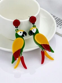 1pair Colorful Bird Shaped Acrylic Pendant Earrings - Multicolor - View 2