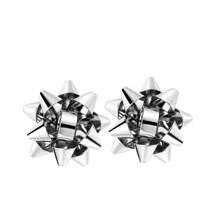 1對聖誕主題金屬花形耳釘女款,銀色 - 銀色 - 查看 1