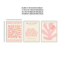 3pcs/Set Artistic Geometric Abstract Poster, Matisse Printed Orange Gallery Wall Art Set, 3pcs Wall Art Set, Matisse Poster, Pink Decor, Modern Home Wall Art Canvas Painting Print Poster Picture Wall Decoration, Frameless Gifts Birthday Graduation