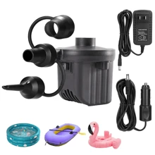 Bomba de Aire Eléctrica, 60W Inflador Automático de Alberca, 3 en 1 Inflar y Desinflar Rápidamente Bomba para Inflar Colchones Portátil, 12DC/110AC Adaptador, para Bolsas al Vacío, Juguetes Inflables - Negro - Ver 8