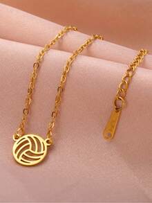 1pc Stainless Steel Hollow Out Volleyball/tennis/globe Pendant Bracelet For Women, Fashion Sports Accessories, Christmas Gift - ball - View 3