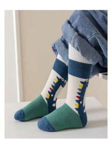 5雙秋冬加厚童襪-卡通恐龍長筒襪-毛絨保暖環迴襪-適合1-12歲男女 - 彩色 - 查看 4