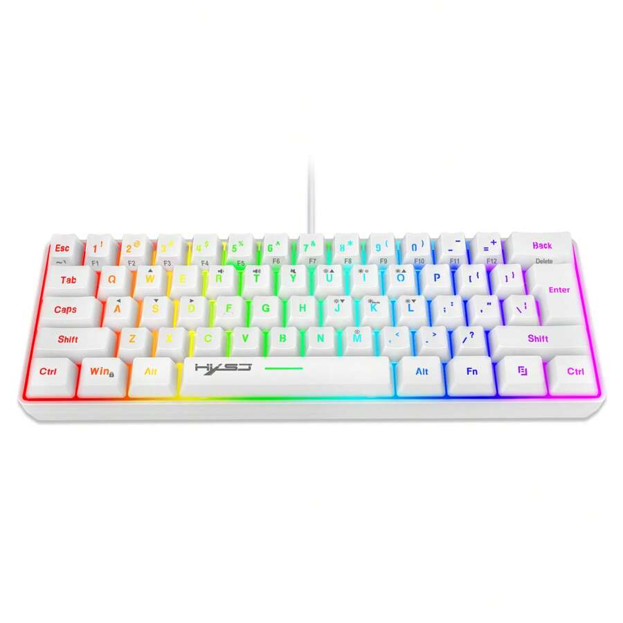 HXSJ Hxsj V700 White 61Key Rgb Backlit Gaming Membrane Keyboard