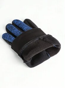 1pair Men's New Arrival Fabric Touchscreen Cycling Exercise Outdoor Walking Gloves With Comfortable Softness, Elasticity And Warmth - Navy Blue - View 7