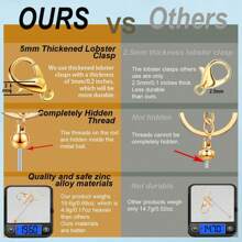 2入組金色流行合金珠寶鑲嵌鑰匙扣袋吊墜,適用於diy手工藝品,男女情人節禮物 - 金色 - 查看 4