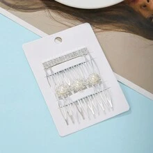 2 件裝韓國 Ins 風格水鑽和珍珠設計新娘髮梳髮飾