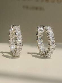 1 par de brincos de argola de zircônia cúbica da moda para mulheres para aniversário de casamento, festa de noivado, joias, presente de dia dos namorados, namorados, mãe, mãe, dia das mães, presente