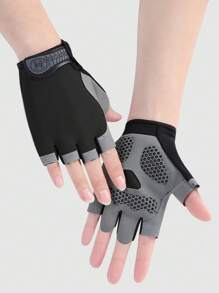 1對升級款防滑耐磨半指手套,適用於運動訓練、騎行、戶外運動、健身和攀岩 - 黑色 - 查看 5