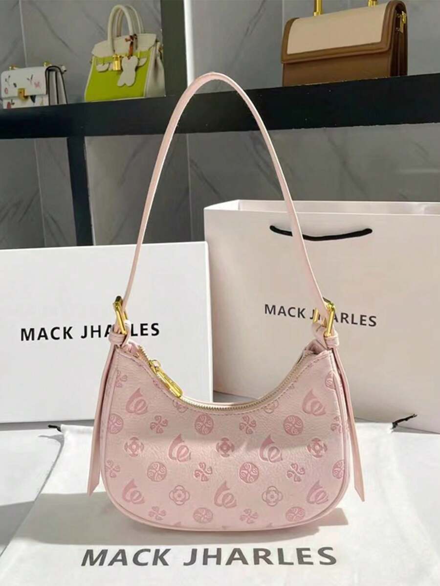 Neuankömmling 2024 Damen rosa Achseltasche, Schulter-Umhängetasche mit sichelförmiger Form, perfekt für lässige Frühlings- und Sommer-Outfits (Hinweis: Die Verpackungstasche auf dem Bild ist nicht enthalten)