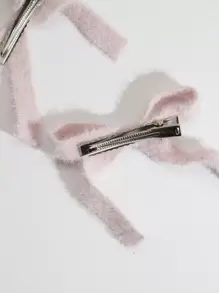 2 peças/Conjunto de Presilhas de Cabelo em Formato de Cavalo-Marinho Macio Tricotado com Laço Fofo, Adequado para Looks Diários e de Viagem, Dia dos Namorados Fofo, Acessórios de Cabelo, Presilhas de Cabelo, Grampos de Cabelo, Outono, Material Escolar, Elegante, Faculdade