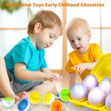 マッチングエッグ 6ピース セット、形認識 ソートスキル 学習玩具、ソート 教育トラベルゲーム 就学前 初期学習 教育fine motor skills子供のプレゼント (形と色はランダム出荷)