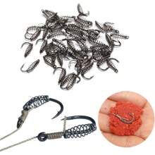20Pcs High Carbon Steel Spring Hook Barbed Swivel Carp Jig Fly Fishing Hooks with Hole
