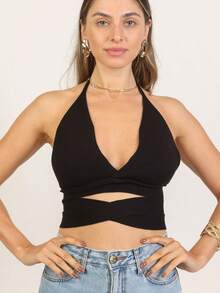 Women Knit Tops - 黑色 - 查看 1