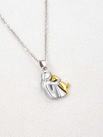 suteyi 1 Collar Colgante De Dibujos Animados De Color Dorado Con Combinación Dual De Persona Y Animal Como Regalo Para Amigos