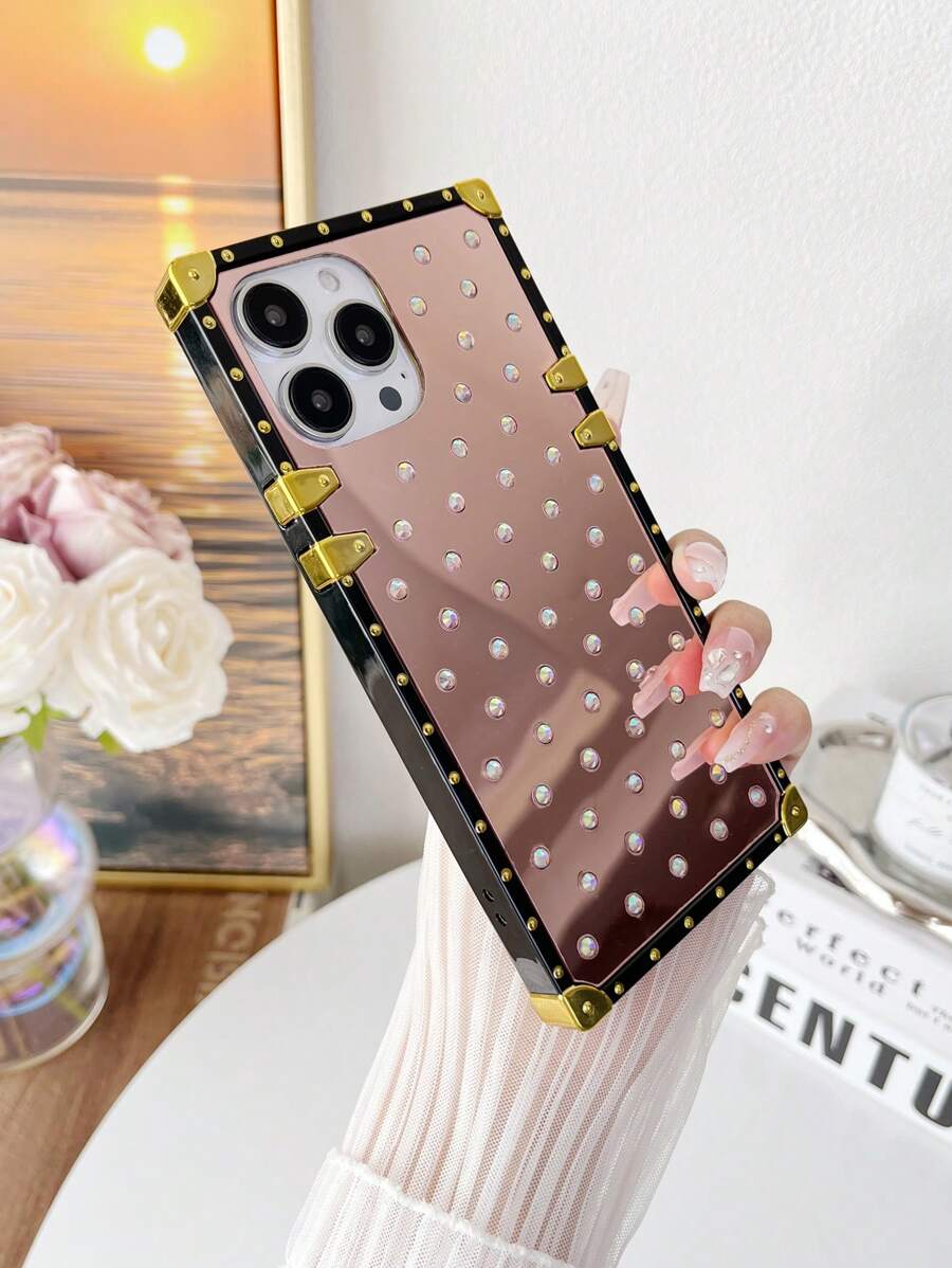 1 Ốp lưng tráng gương bao phủ toàn bộ vỏ điện thoại kim cương giả tương thích với Apple 15/15 Pro