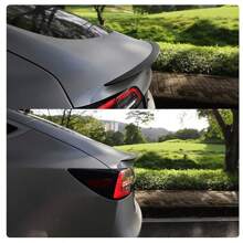 1set Black Carbon Fiber Universal Car Rear Wing Spoiler, No Drilling Soft 3d Carbon Fiber Style Air Flow Wing - Black - View 6
