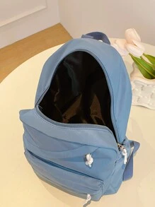 1 Piece Simple Solid Girls Rucksack Backpack Schoolbag For Teen Travel Knapsack Casual Backpack - Blue - View 9
