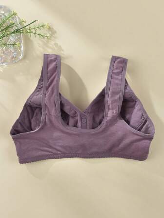Women's Light Purple Front Closure Wireless Minimalist Elastic Camisole Bra