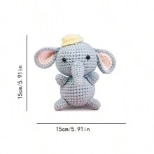 1pc Handmade Elephant Doll Material Package, Crochet Hook & Yarn Kit For Knitting - Grey - View 6