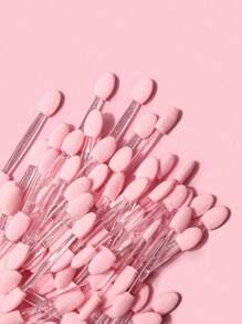 50支/套多功能眼影刷，带双头海绵头，亮片粉和美甲刷，美甲摩擦棒，眉刷，眼影刷，刷子 - 粉色 - 查看 12