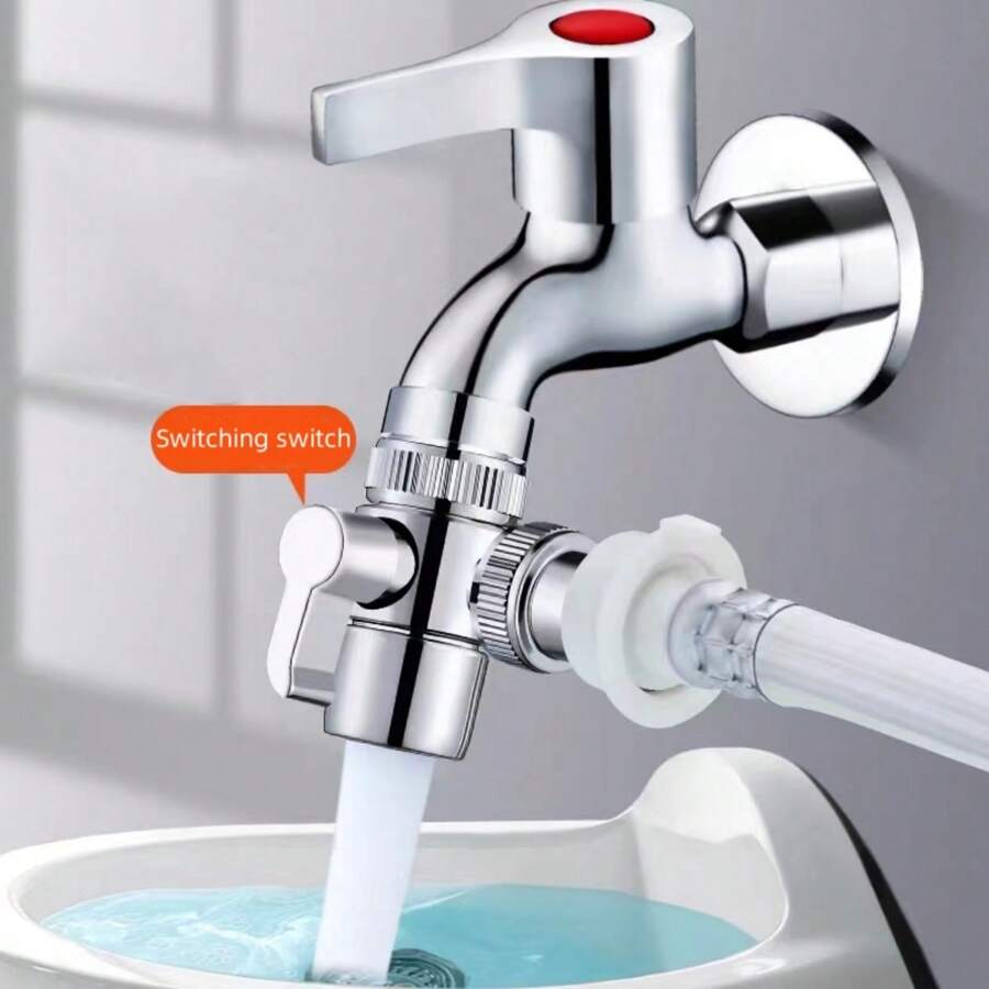 1個鋅合金水龍頭分水器外螺紋閥分流器,配關閉閥用於淋浴龍頭 - 銀色 - 查看 1