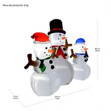 Inflatable 3 Snowmen For Outdoor With Led Light And Instant Inflation Of 20 Seconds Christmas Decoration With General Measurements 1.8 X 1.12 X 2.3 M - Multicolor - View 6