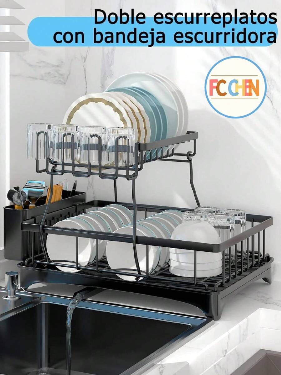 Dish Drainer With Drain - Multicolor - View 1