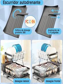 Dish Drainer With Drain - Multicolor - View 2